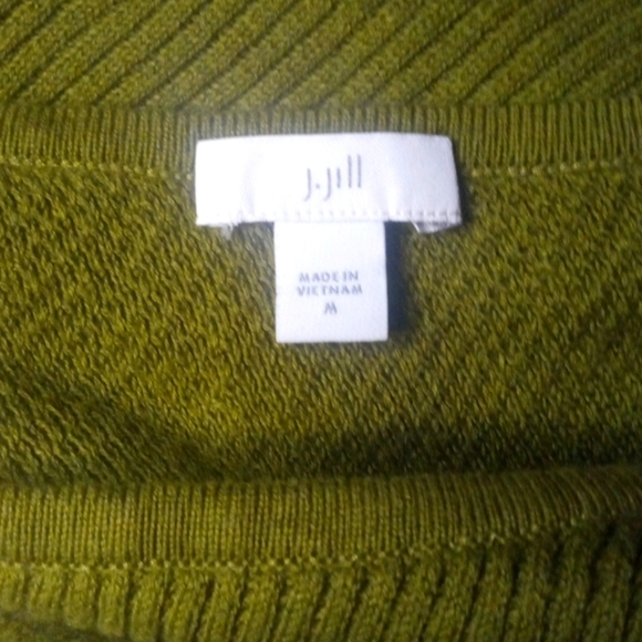 J. Jill Women's Moss Green Rib Knit Cotton Blend Sweater Size Medium - Picture 7 of 8